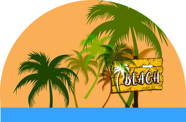 Obraz premium sun and Palm Beach signage