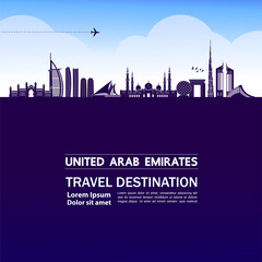 Fototapeta premium United Arab Emirates travel destination grand vector illustration. 
