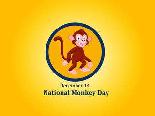December 14 National Monkey Day - Colorful Poster design concept of vector illustration