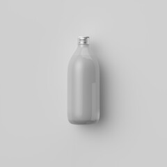 White opaque bottle or flask on a white background, 3D rendering, web banner or template