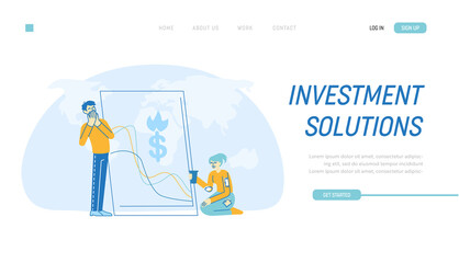 Financial Crisis Landing Page Template. Businesspeople Characters Feeling Failure and Frustrated with Market Crash. Stressed Business Man Trying not to Cry Woman Beg. Linear People Vector Illustration
