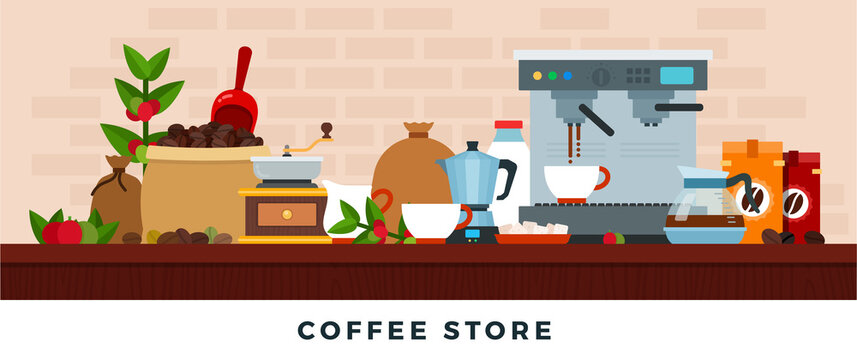 Coffee Shop counter vector flat isolated