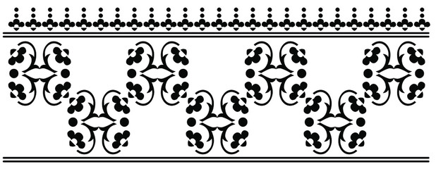 Obraz premium Floral Saree border design isolate on white background - vector illustration