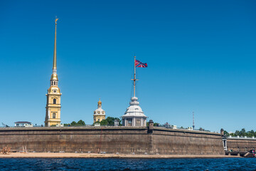 The Peter and Paul Fortress,  the original citadel of St. Petersburg, Russia, founded by Peter the Great in 1703 and built to Domenico Trezzini's designs from 1706 to 1740 as a star fortress.