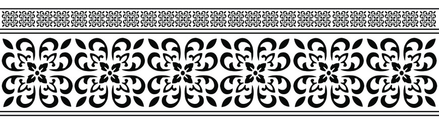 Saree border design concept of flowers and squares is in Seamless pattern