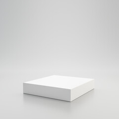 White showcase podium or product display on white background with pedestal stand concept. Blank...