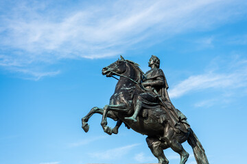Fototapeta premium The Bronze Horseman, an equestrian statue of Peter the Great in the Senate Square in Saint Petersburg, Russia.