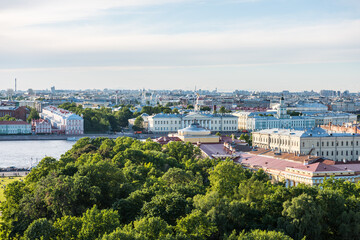 Fototapeta premium Cityscape of old town of Saint Petersburg, Aerial view from Saint Isaac’s Cathedral (or Isaakievskiy Sobor), in Saint Petersburg, Russia.