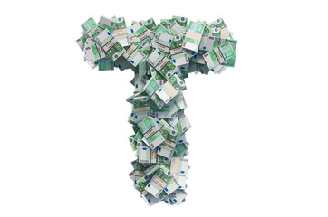 Letter T from euro packs. 3D rendering