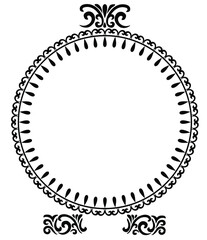 black and white Round frame design concept of floral patterns isolated on white background