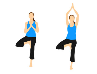 Obraz na płótnie Canvas Yoga fitness exercises motivation Tree Vrksasana