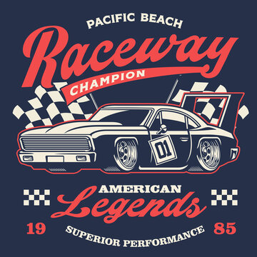 old vintage racing car shirt design