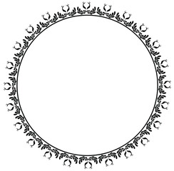 Round frame design concept of two peacocks isolated on white background  