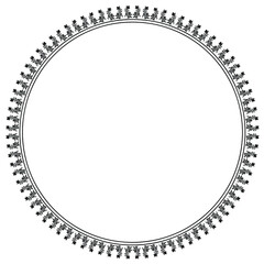 Round frame design concept of peacocks with feathers isolated on white background