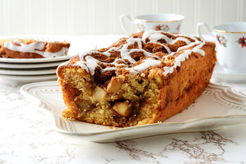 cut country apple fritter loaf bread cake