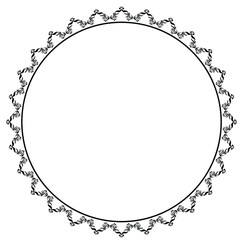 Round frame design concept of peacocks with feathers isolated on white background