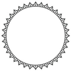 Round frame design concept of crown floral pattern isolated on white background 