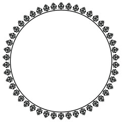round frame with floral ornament isolated on white background 