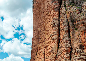 Mountains of Riglos in the Pyrenees mountains in the north of Spain in a sunny day