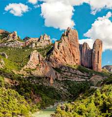 River in Riglos in the Pyrenees mountains