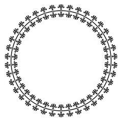 Round frame design concept of floral pattern isolated on white background
