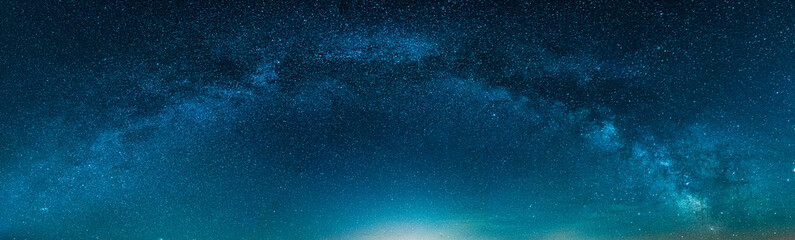 Awesome Panoramic isolated HDR Landscape view of milky way over Night sky