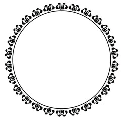 Round frame design concept of floral pattern isolated on white background