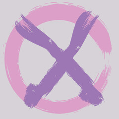 Paint strokes with a dry brush. Abstract color background of circle and cross