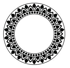 Round frame design concept of circles, flower petals and leaves with white background