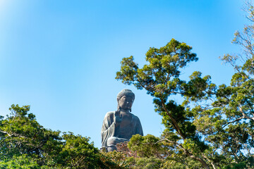 The Tian Tan Buddha statue near to Po Lin Monastery on Lantau island in Hong Kong