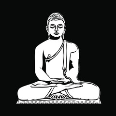 Hand Drawn Lord Buddha Vector art with Dark Background
