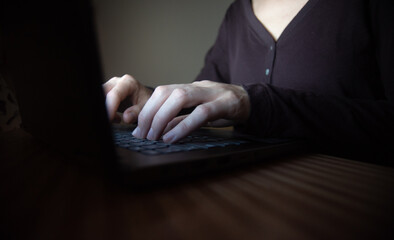 Mujer trabajando en casa con su portátil