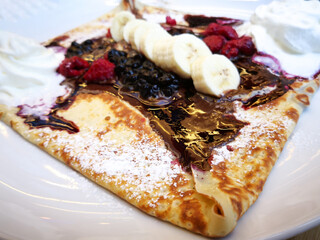 Homemade french crepe on the table