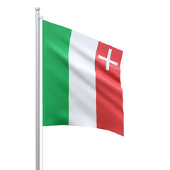 Neuchatel (cantons of Switzerland) flag waving on white background, close up, isolated. 3D render
