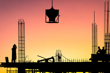silhouette of a construction site