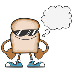 slice of bread cartoon character with sunglasses