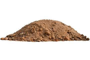A pile of soil prepare for use in construction. on isolated white background with clipping path.