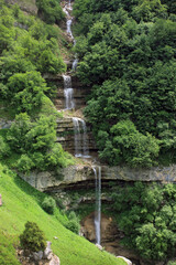 Fototapeta premium Azerbaijan. Beautiful cascading waterfall in the mountains.