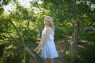 Outdoors portrait of beautiful young woman. Selective focus.