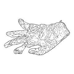 Not proper and wrong disposal of used medical gloves. Littering of hazardous  contaminated bio waste disposal in the wrong way. Coronavirus COVID-19 prevention advice drawing.