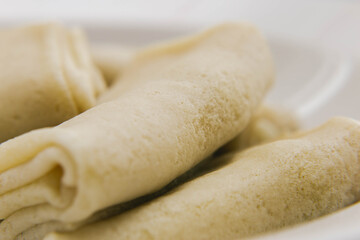 close-up pancakes with cottage cheese, in bright colors