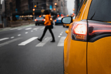 New York scene with yellow taxi