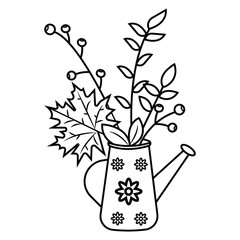 beautiful bouquet in watering can