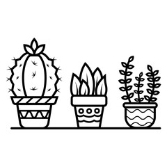 Doodles Cacti in a flower pot