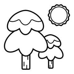  tree sun flat style icon