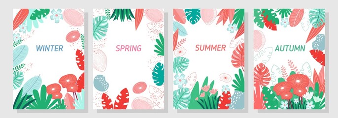 Fototapeta na wymiar Vector set floral background, Nature background, banner, cover, templates, posters.
