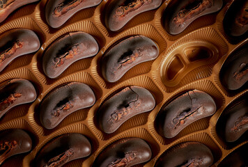 set of old chocolates with cognac a defective product. Ugly