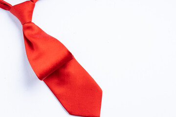 Red neck tie isolated on white