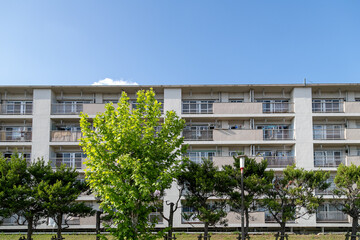 春日部市にある団地の風景　埼玉県春日部市　日本