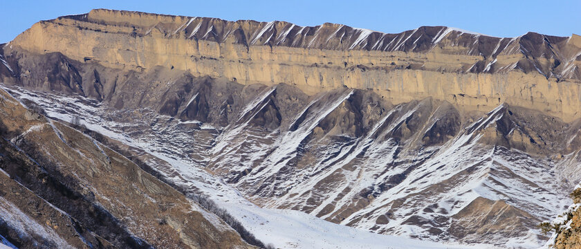 Azerbaijan. Beautiful snow-capped mountains. Kusar district.